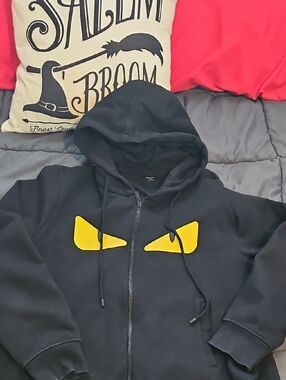 Fendi Monster Eyes Black Zip-Up Hoodie Size L